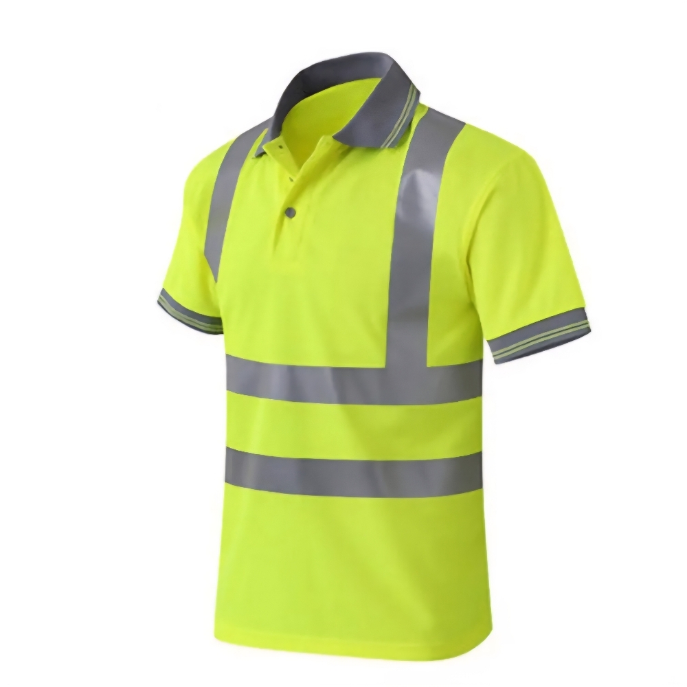 Reflective Short Sleeve T Shirt Tape Polo Safety High Vis Apparel Large